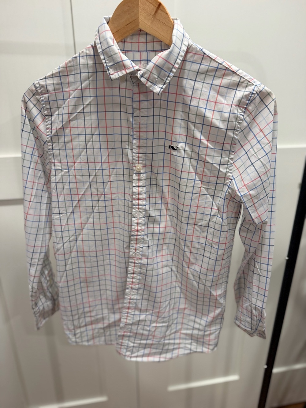 Vineyard Vines Boy’s Performance Button-Down Shirt with Blue & Red Windowpane